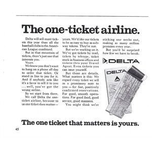 Delta One Ticket Airline 1960s Vintage Print Ad